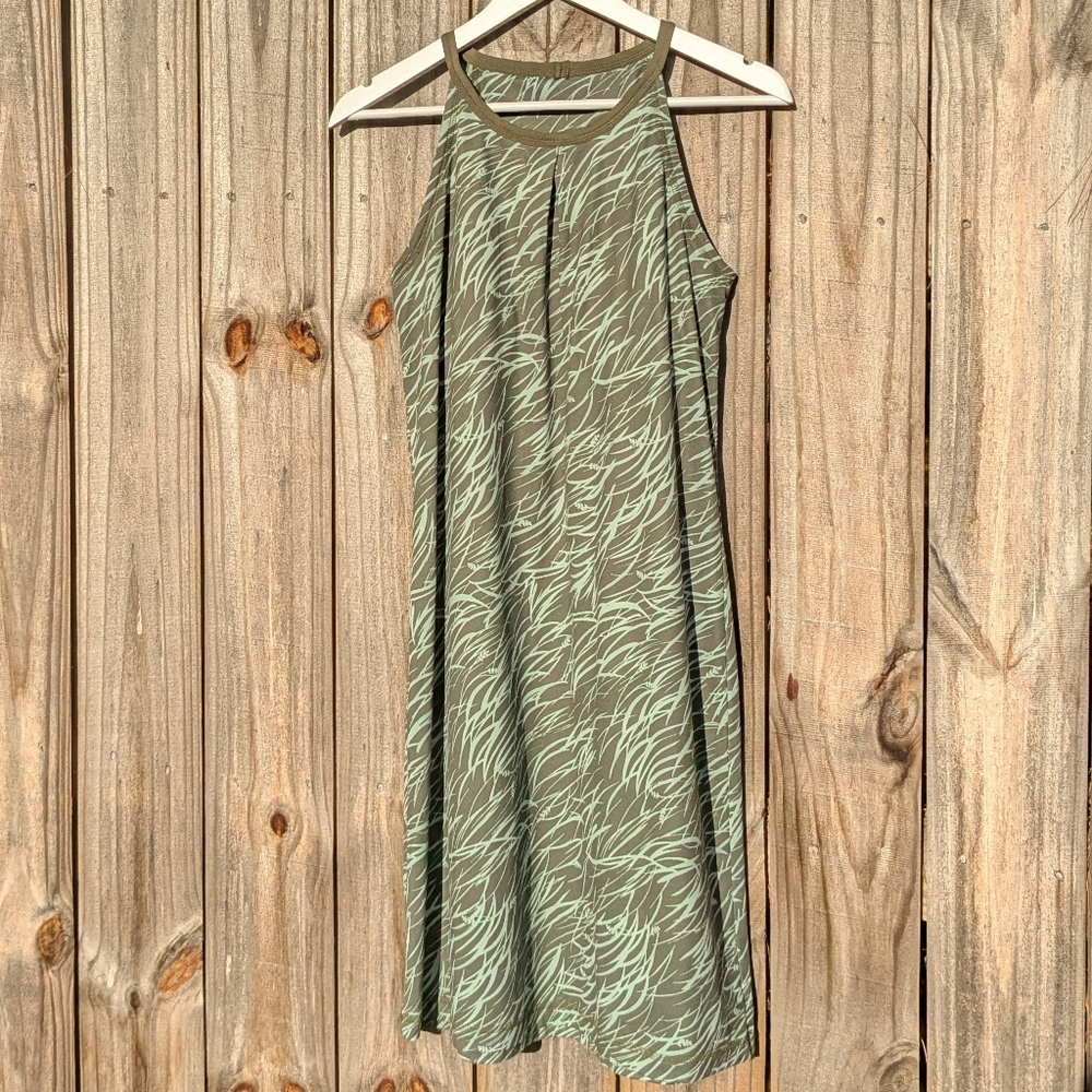 Patagonia Medium Green Tall Pines Sleeveless Halter Neck A-line Dress